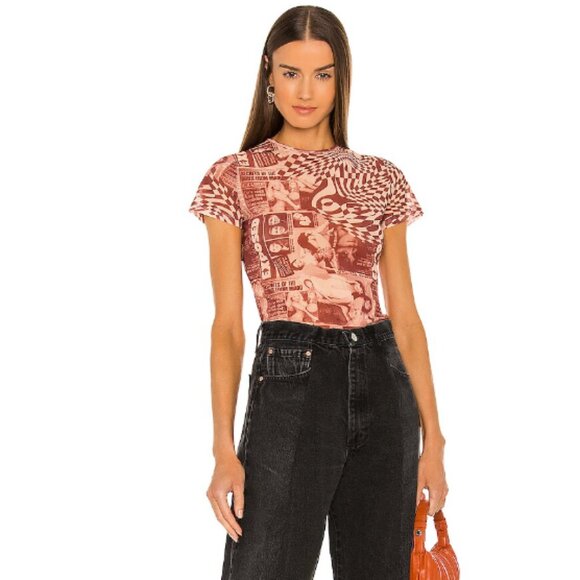 Miaou Mini Tee in Wanted Red Sz L - Picture 4 of 7